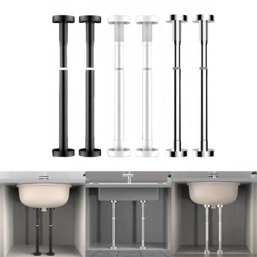 Teleskop-Stützstange, verstellbares Stützsystem, verstellbare Stützstange, 30–50 cm, Schrank-Hebebügel, für Waschbeckenschrank, Sofa (35–50 cm, schwarz), 2 Stück