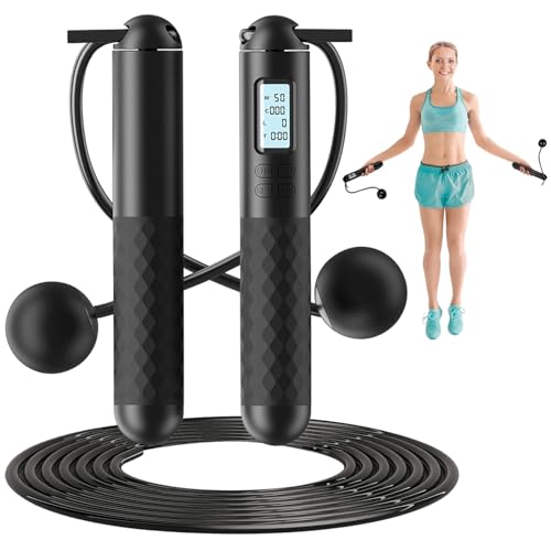 Ropeless Skipping Ropes Cordless Skipping Rope for Adults Smart Digital Gravity Ball Jump Ropes Cordless Jump Rope With Counter Weighted Skipping Rope without Ropes for Home