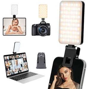 Selfie Light for Phone Clip On 2000mAh with 80 LEDs & 5 Colors for Phone, Phone Light for Video Recording, Rechargeable Video Light for Phone,Table, Laptop, Makeup, Live Stream, TikTok, Vlog