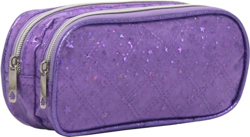 Estojo Duplo Escolar Retangular Glitter Yepp EST12030 (Roxo)