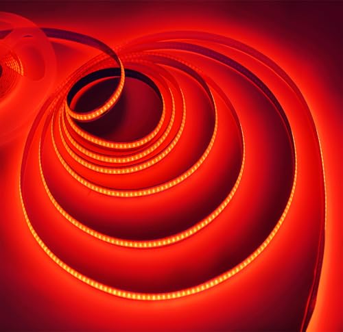 Image of COB Strip Lights, DC12V 16.4ft /5m Super Bright Dimmable 51200LM LED Light Strips, High Density Non-Waterproof 2560 LEDs Ribbon Light, More Evener Lighting Than SMD Strip Lights (Red)