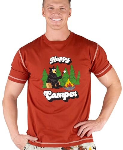 Lazy One Pajama Shirts for Men, Short & Long Sleeve Men's Pajama Tops, Funny PJ T-Shirts, Comfortable Cotton