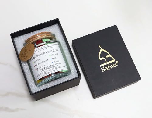 Bocal Safwa® avec Versets du Coran et Hadiths Authentiques – Arabe/Français, Bandes Colorées par Émotion – Cadeau Islamique Homme Femme, Décoration Ramadan & Aïd, Sadaqah Jariyah (Bocal Coran)