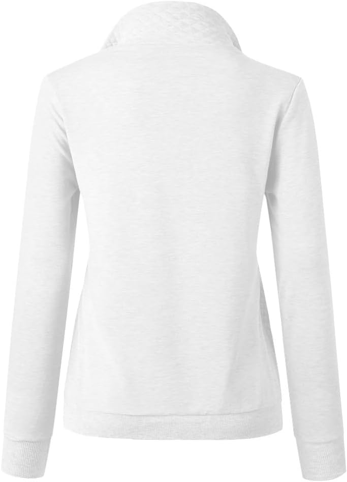 Barlver Womens Fashion Quarter Zip Stand Collar Sweatshirts Long Sleeve Plain Casual Ladies Pullovers Shirts Tops - Image 4