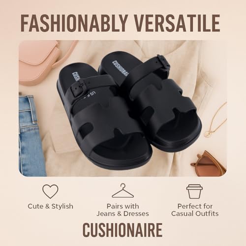 CUSHIONAIRE Orbit Waterproof EVA Womens Sandals -Comfortable Summer Slip On Slides for Women with Adjustable Buckle Strap3