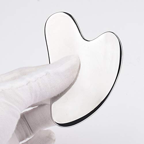 Majome Facial Gua Sha Scraping Massage Tool Stainless Steel Facial Scraper Eye Body Massager- Face Care SPA, for Facial Lifting, Anti-Aging, Anti-Wrinkle (Stainless Steel)