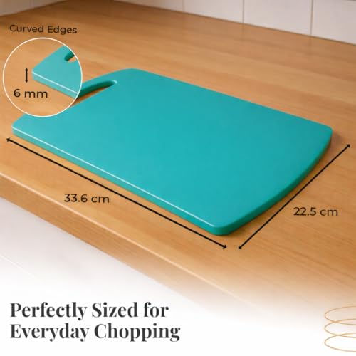 Image of Multipurpose Plastic Chopping Board with Free Knife | 6mm Thick Heavy Duty Cutting Board | BPA Free Non-Slip Kitchen Board for Vegetable, Fruit & Meat | Easy Grip Handle Kitchen Cutter Board