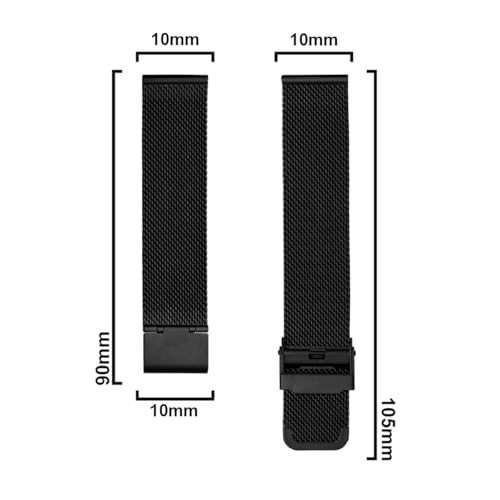 Image of DBLACK ''BONEZ'' Mesh Chain Stainless Steel Watch Belt, Ergonomic & Breathable Design Watch Strap / / For 08mm, 10mm, 12mm, 14mm, 16mm, 18mm, 20mm, or 22mm Watch Band (Black, Choose Your Size)