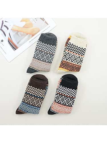 Century Star Mens Athletic Socks Warm Thick Socks Cozy Wool Socks Hiking Trekking Socks Outdoor Sports Socks 4 Pairs Mosaic Geometry One Size #TOP7