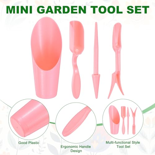 Set 4 piezas palas de mano para jardinería rosa miniatura 2