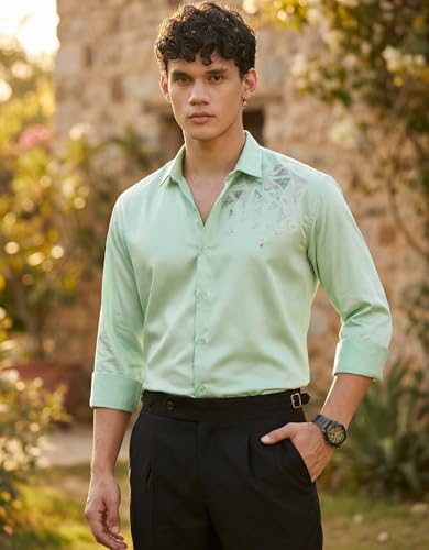 Image of IndoPrimo Men's Stylish Satin Shirt for Party, Formal, Daily and Casual Wear Full Sleeve Shirt for Mens - Trio