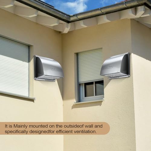 Image of 304 Stainless Steel Outdoor Wall Vent Cover, Exterior Dryer Vent Outlet Grille Louvered Duct Ventilation with Mesh Screen and Tool for Storage Room, Kitchen and Bathroom,16 inchx16 inch