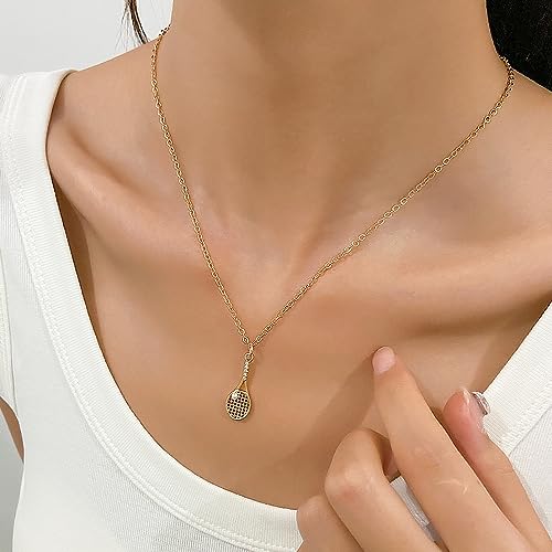 Tennis Racket Pearl Pendant Necklace - Sports Charm Crystal Pendant Gift for Tennis Lover4