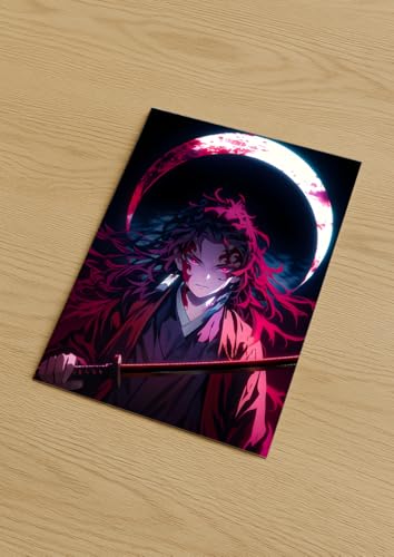 Image of NIJUKA Anime Printed A4 Size Metal sheet Poster For Home And Room Decoration | For Anime Art Fans Boys And Girls (Yoriichi Tsugikuni Moon Brither Hashira)
