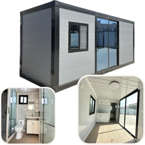 19FT x 7FT, Prefab Tiny Home, Studio Portable Mobile House, Fully Equipped, Shipping Container Modular Home, Luxury Bathroom and Kitchen, Fully Insulated