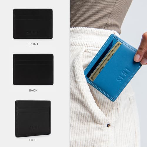 SLNT Napa Top Grain Leather RFID & NFC Signal Blocking Simple Card Wallet with 4 Credit Card Slots & 1 Center Pocket - Slim & Lightweight, Great for Travel, Daily Use2