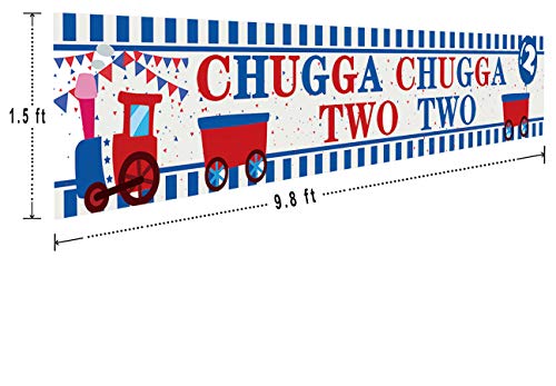 Large 2Nd Birthday Party Banner, Chugga Chugga Two Two Happy Birthday Banner, Train Birthday Banner, Second Birthday Party Supplies Decorations (9.8 X 1.6 Feet) #TOP1