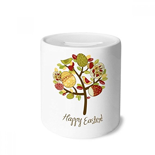 Tirelire en céramique Arbre de Pâques pour enfants et adultes | H9,0 x D7,8 cm multicolore