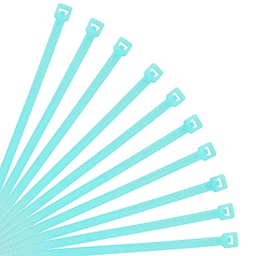 XINGO 1000 Stück Robuste Kabelbinder, 22,7 kg Zugfestigkeit, UV-beständig, selbstsichernde Kabelbinder für drinnen und draußen (250mm x 3.6mm, Cyan)
