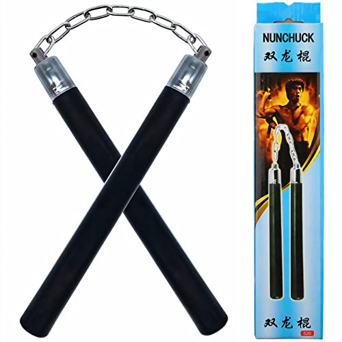 Wunhunew Nunchucks, Safe Solid Rubber Training Nunchuck/Nunchaku with Steel Chain for Beginners, Adults and Professional Perform, Practice, Exercise by Wunhunew - Used condition - US$14.61