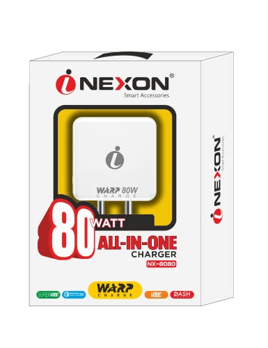 Image of 80W WRAP Fast Type-C Charger for Samsung Galaxy S21 FE 5G 80 WATT Charger Oppo : Vooc & Super Vooc Charging | Realme : Dash / Dart SuperDart Charging | One Plus: Dash / Wrap charging | Xiaomi: Quick Charging | Samsung: Adaptive Fast charging | Vivo: Dual engine Fast Charging | Motorola: Turbo charging | HTC: Fast Charging ALL-IN-ONE CHARGER With 65W Type-C USB Data Charging Cable - XH1: (80 W, WHITE)