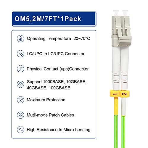 FLYPROFiber 2m/7ft OM5 LC to LC Fiber Patch Cable, Length Options: 0.2m-10m - Image 4