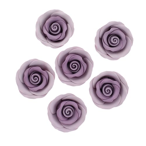 Global Sugar Art Premium Edible Roses, Lavender, Unwired, Medium 1.5 inches, 12 Count by Chef Alan Tetreault