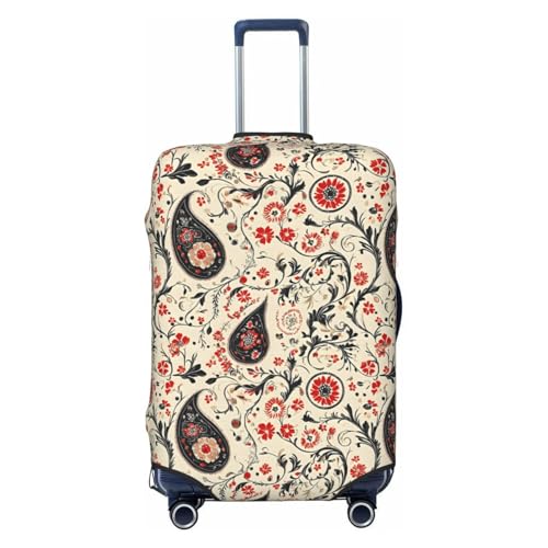 Black Red Paisley Pattern Print Travel Luggage Covers, Washable Suitcase Covers Protector for Luggage 18-32 Inch High Elasticity