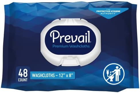 Prevail Personal Wipe, Bath Wipe Washcloth, Soft Pack, Vitamin E/Aloe, WW-710-48 Pack