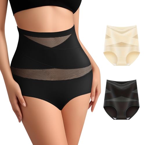 Image of Women Tummy Control Underwear,High Waisted Shapewear Panties,Silky Soft Full Coverage Stretch Ladies Brief Multipack