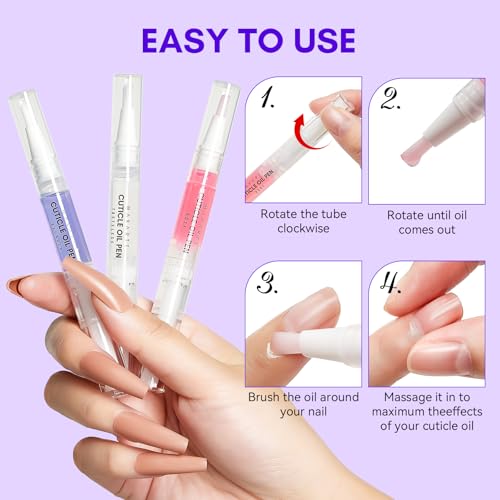 Makartt Cuticle Oil Pens - Nourishing Cuticle Oil for Nail Strengthener, Moisturizing, Natural Ingredients Softener, Nail Oil Cuticle for Repairing Cracked and Dry, Ideal Cuticle Care Set 3PCS - Image 6