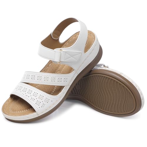 Image of SHIBEVER Women's Wedge Sandals Comfortable: Summer Dressy Walking Platform