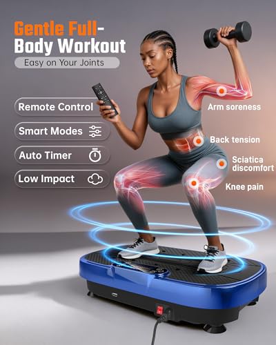 Image of Renoj Vibration Plate Exercise Machine, 3D Whole Body Vibration Platform for Lymphatic Drainage and Muscle Recovery, 455-lb Capacity Fitness Machine with Bluetooth Speaker and LED Display for Home Gym