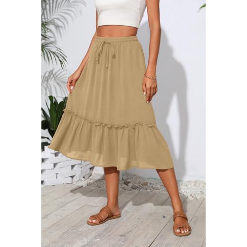 Image of Witsmile High Waist Tiered Skirts for Women Flowy Skirts for Women Long Length with Pockets 2026 Fashion Trendy