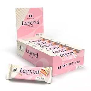 MyProtein Layered Protein Bar – Vanilla Birthday Cake Flavor, 20g Protein, Low Sugar & High Fibre, 12 x 60g Bars, Multilayered Snack for Active Lifestyles