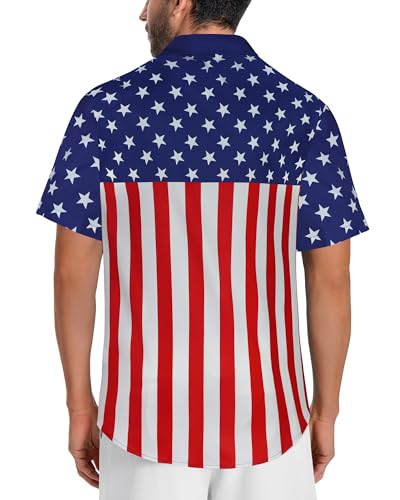 Image of Men Hawaiian Shirt Short Sleeve Summer Beach Button Down Shirts with Pocket