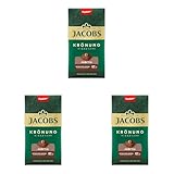 Jacobs Filterkaffee Krönung Kräftig, dunkle Röstung, Kaffee gemahlen, geröstet in Deutschland, ideal für Filterkaffeemaschine & French Press, Intensität 7/10, 500 g (Packung mit 3)