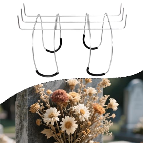 Headstone Flower Saddle Gravestone Saddle Iron Wire Bend for Grave for Memorial Day Flower Holder Tombstone Hugger Outdoor image 8