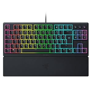 Razer Ornata V3 Tenkeyless – Kompakte Flache Gaming-Tastatur (Mecha-Membran-Switches, Tastenkappen mit Anti-UV-Beschichtung, Beleuchtete Separate Medientasten) QWERTZ DE-Layout | Schwarz