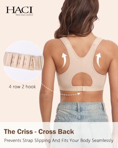 Image of HACI Post Surgical Bra Front Closure Non Padded Racerback Mastectomy