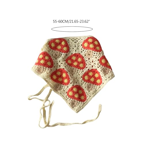 Knits Mushroom Triangles Hair Scarf Crochet Hair Kerchief Tie Back Mushroom Pattern Elegant Turban For Girl Photo Tool Knitte3