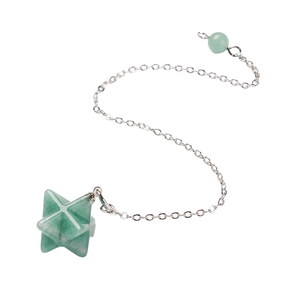 VIE Naturals Chakra Jewelry, Merkaba Star Pendulum, Green Aventurine with Chains, One