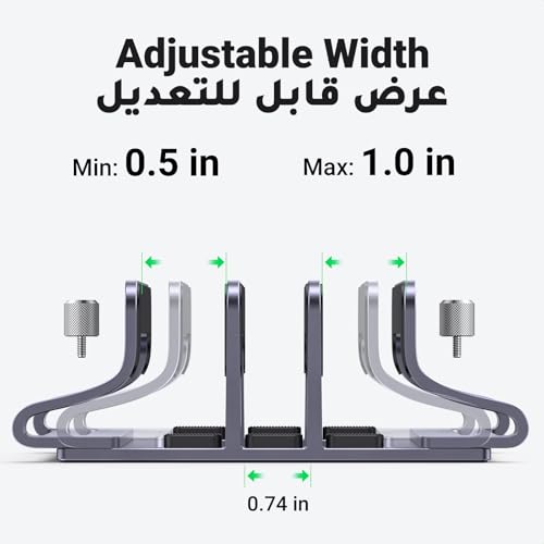 يوجرين حامل كمبيوتر محمول عمودي، حامل كمبيوتر محمول مُحسّن بثلاث فتحات للمكتب، عرض قابل للتعديل، حامل ماك بوك عمودي موفر للمساحة، مناسب لجميع أجهزة الكمبيوتر المحمولة والأجهزة اللوحية حتى 15.6 بوصة