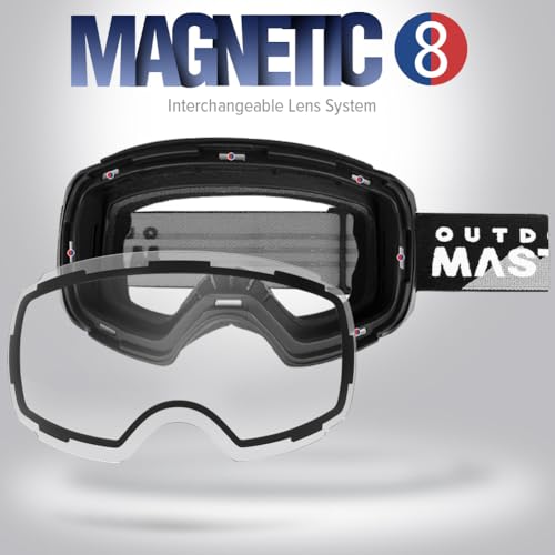 Image of OutdoorMaster Ski Goggles PRO - Frameless, Interchangeable Lens 100% UV400 Protection Snow Goggles for Men & Women ( Black Frame VLT 99% Clear Lens and Free Protective Case )