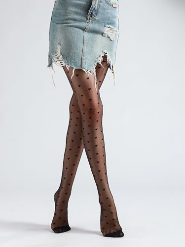 Image of Sahabowi Women Sheer Tights, High Waist Pantyhose, Vintage Control Top Stockings(Patterns Colourful), Pantyhose5