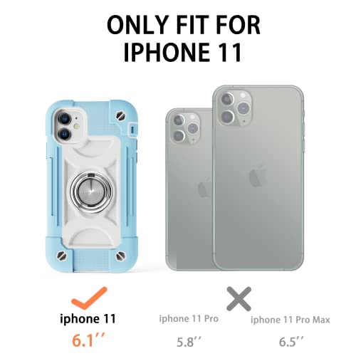 Image of MARKILL Compatible with iPhone with Built-in 360Rotating Ring Stand, Military Grade Drop Protection Full Body Rugged Heavy Duty Case Durable Cover (Ice Blue, iPhone 11 6.1 inch)