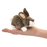 Folkmanis 2772 Mini Cottontail Rabbit Finger Puppet , Brown/Tan/White