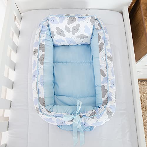 Ninho Redutor de Berço Nuvem Azul Bebê 2 Peças