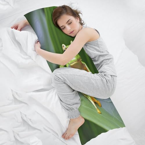 Housse de coussin de corps imprimé grenouille d'arbre fermeture éclair - 7