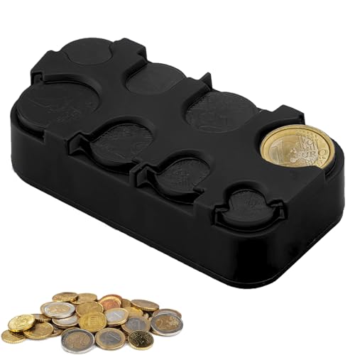 Almacenamiento de monedas, caja de monedas para monedas de euros, 8 compartimentos, portamonedas, de 1 céntimo a 2 euros, caja de monedas de fijación rápida, coleccionista de monedas para taxi, color